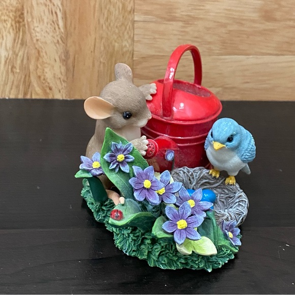 Charming Tails Fitz and Floyd Expecting A Miracle Mouse Bird Flowers Figurine - Picture 3 of 16